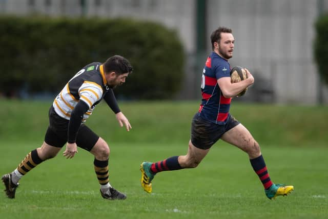 Callum Cells ran in a hat-trick of tries as US Portsmouth defeated Romsey Picture: Keith Woodland