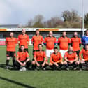 AFC Portchester Vets, ready to return to playing after a gruelling March running for charity. Back (from left): Mike Counsell, Dean Stanton, Peter Sanderson, Lee Cook, Simon Hore, Ian Clark, Jim Stewart, Karl Davies, Ben Tiller, John Roby. Front: Rob Smith, Keith Ashton, David Cooper, Lee Jones, Marty Keech, Stew Parsons, Keith McIntyre. Picture: Chris Moorhouse