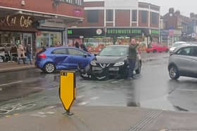 The crash took place in London Road, North End, this afternoon.