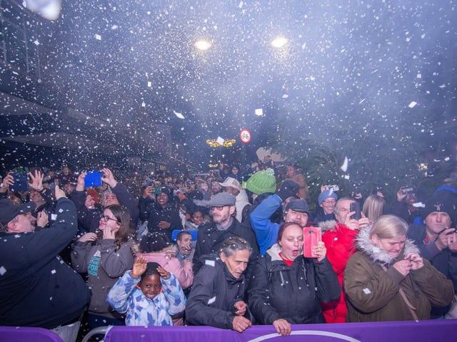 There are so many fun and festive things to get involved with over the next few weeks - here are some taking place this weekend.   Pictured: Crowds get covered in 'snow' at the Palmerston Road Christmas Lights Switch On, November 2023  Picture by Habibur Rahman