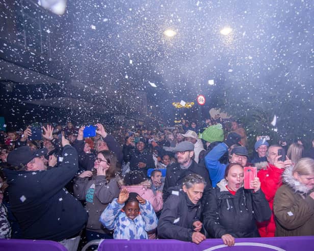 There are so many fun and festive things to get involved with over the next few weeks - here are some taking place this weekend.   Pictured: Crowds get covered in 'snow' at the Palmerston Road Christmas Lights Switch On, November 2023  Picture by Habibur Rahman