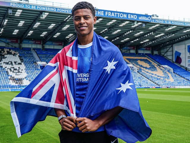 Kusini Yengi is on the bench for Pompey at AFC Wimbledon, despite his 22-minute hat-trick. Picture: Portsmouth FC