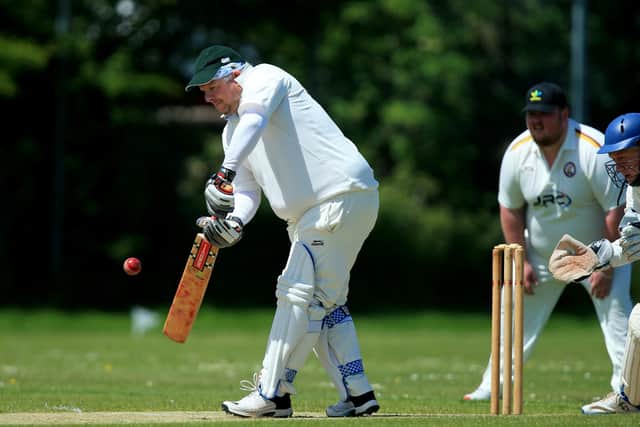 Matthew Barnard (Denmead) batting against Gosport Borough 4ths at Privett Park.