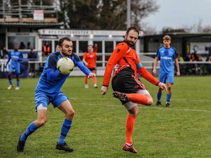 A backheel from Brett Pitman. Picture by Daniel Haswell
