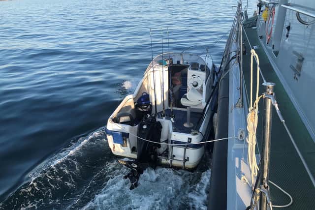 The fishing boat had been left without power off the coast of Plymouth. Photo: Royal Navy