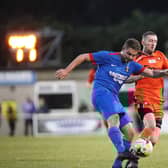 Ethan Jones (blue) was one of just two Fareham players who started last weekend's Wessex League game and Tuesday's cup tie with Fareham.
Picture: Chris Moorhouse