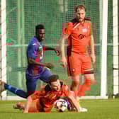 US Portsmouth's Lamin Jatta was sent off in his side's 3-2 loss at Bemerton Heath. Picture: Keith Woodland