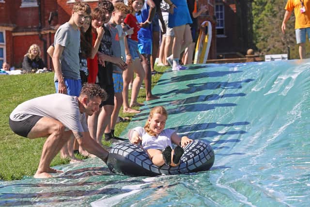 The water slide was a popular part of the High Tide summer residential trip