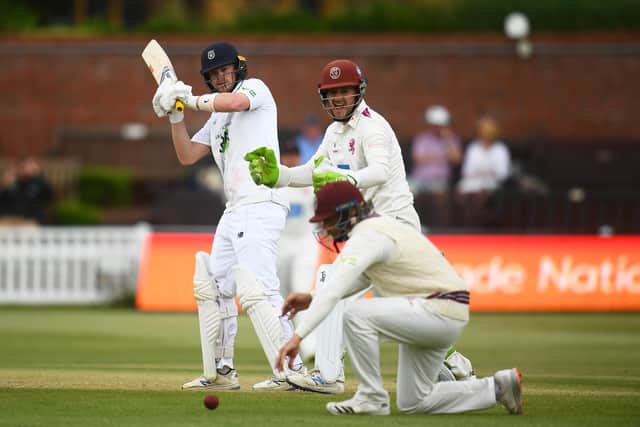 Sam Northeast in batting action for Hampshire at Taunton today. Photo by Harry Trump/Getty Images.