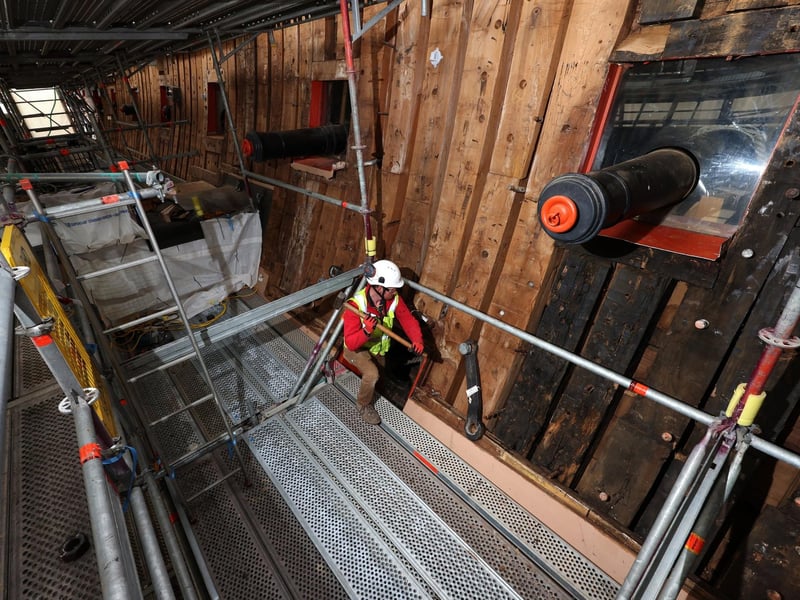 Pictured is James Haycraft, Shipwright, working on the project.
Picture: Sam Stephenson.