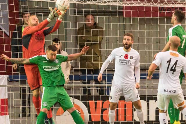 Ryan Young will play in goal for Baffins at Newport on the Isle of Wight in the Wessex League Cup on Tuesday. Picture: Keith Woodland