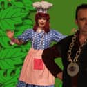 Samuel Tucker as Dame Hyacinth Humperdick and Daniel McCrohon as The Sheriff of Nottingham in Robin Hood at The Groundlings Theatre, December 8-31, 2022