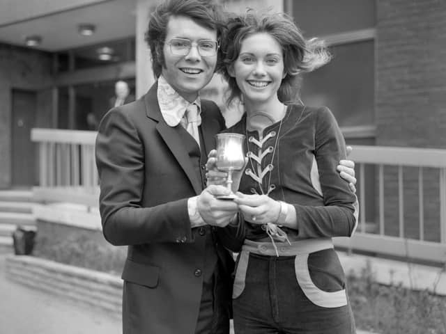 File photo dated 12/02/71 of Cliff Richard and Olivia Newton-John, who presented The Disc and Music Echo 1971 Valentine Awards in a ceremony at the Hall of the Worshipful Company of Bakers, London. Dame Olivia Newton-John has died at the age of 73, her widower has confirmed. Picture: PA.