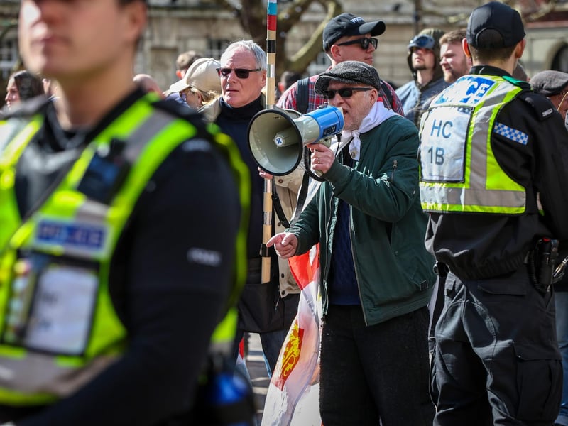 A Unity Rally, arranged by Stand Up To Racism Portsmouth, and a mass-deportation demonstration, arranged by UKIP, took place in Portsmouth's Guildhall on Saturday, March 15. Picture: Chris Moorhouse (150325-065)