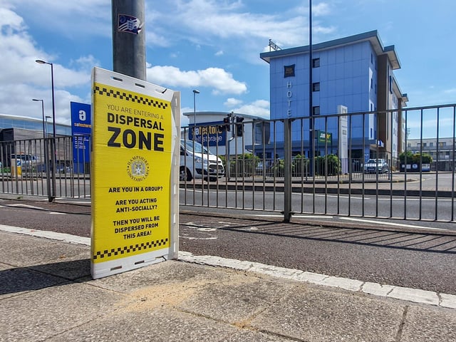 One social media commenter said greater powers are needed to deal with anti-social behaviour. Pictured is a dispersal order sign in 2020.