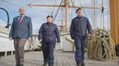 Duncan, Ann and Liam, three of the participants of the film onboard HMS Warrior
