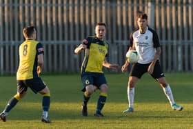 Moneyfields' Tom Cain will serve his one-game suspension in next Tuesday's Russell Cotes Cup tie against Lymington at Dover Road.

Picture: Keith Woodland