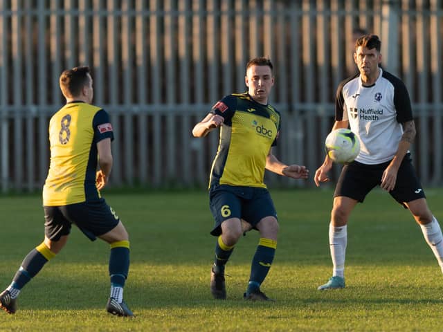 Moneyfields' Tom Cain will serve his one-game suspension in next Tuesday's Russell Cotes Cup tie against Lymington at Dover Road.

Picture: Keith Woodland