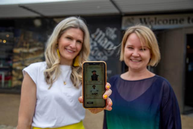 Mary Rose multi-sensory Augmented Reality experiece at the Mary Rose Museum, Historic Dockyard, Portsmouth on 7th July 2022

Pictured:Charlotte Mikkelborg, Director of Time Detectives AR app and Dr Hannah Platts, Academic lead of the project with the AR App on their phone
Picture: Habibur Rahman