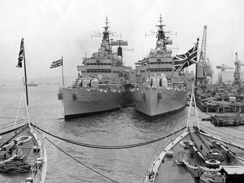 HMS Tiger docked at Portsmouth Dockyard in February 1974. The News PP4194