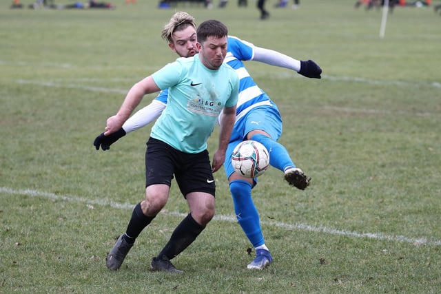 Old Boys Athletic v AC Copnor (blue/white hoops). Picture: Stuart Martin