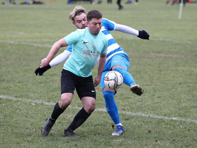Old Boys Athletic v AC Copnor (blue/white hoops). Picture: Stuart Martin
