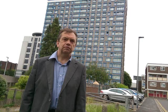 Portsmouth City Council housing cabinet member Councillor Darren Sanders outside Horatia House in Portsmouth. Picture: Malcolm Wells