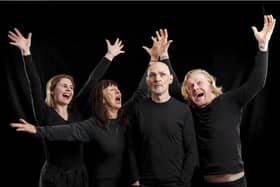 The cast of A Bad Taste Show  From left to right: Poppy Lowles, Corinne Strickett, Jim Glaister and Aaron 'Skip' Bartlett