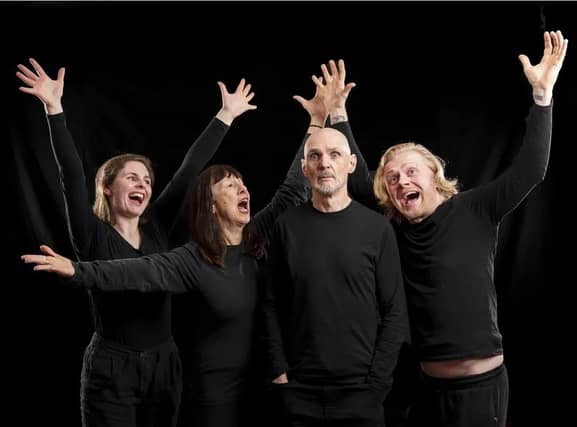 The cast of A Bad Taste Show From left to right: Poppy Lowles, Corinne Strickett, Jim Glaister and Aaron 'Skip' Bartlett