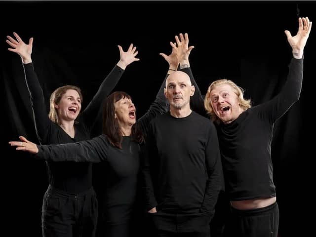The cast of A Bad Taste Show  From left to right: Poppy Lowles, Corinne Strickett, Jim Glaister and Aaron 'Skip' Bartlett