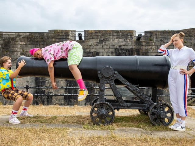 Pictured - Casper Horn, 16 (SpongeBob), Stanley Pearl (Patrick), Ella Burgos, 17 (Sandy) and Jemima Rees, 14 (Patchy the Pirate)Photos by Alex Shute