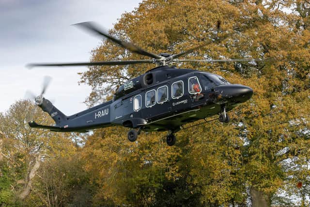 AW149 demonstrator conducting a confined landing at Thorne House.