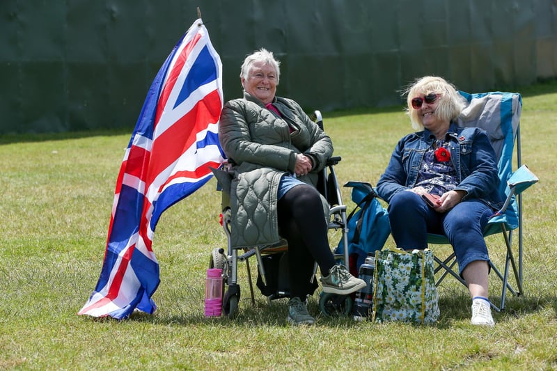 Angie Allen (left) and Jayne Ritson watch on from Southsea Common.Picture: Chris  Moorhouse (050624-053)