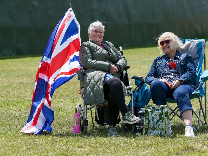 Angie Allen (left) and Jayne Ritson watch on from Southsea Common.Picture: Chris  Moorhouse (050624-053)