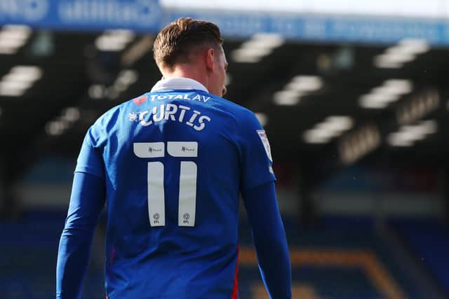 Ronan Curtis was dropped to bench duty at Burton on Saturday, although made a second-half appearance. Picture: Daniel Chesterton