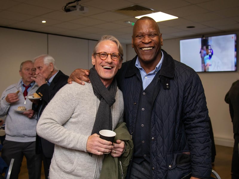 These two! Paul Walsh and Noel Blake pose for a snap ahead of the game.