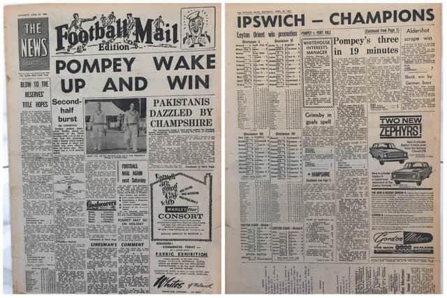 The Sports Mail dated April 28 1962 when Third Division champions Pompey won at Port Vale, and Ipswich were crowned champions of England