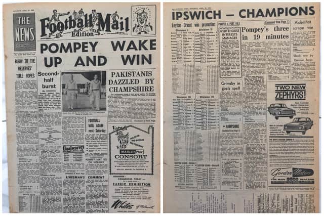 The Sports Mail dated April 28 1962 when Third Division champions Pompey won at Port Vale, and Ipswich were crowned champions of England