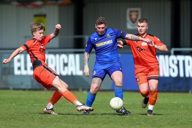 AFC Portchester Reserves (orange) v Baffins Milton Rovers Reserves. Picture: Chris Moorhouse