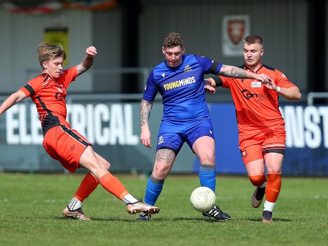 AFC Portchester Reserves (orange) v Baffins Milton Rovers Reserves. Picture: Chris Moorhouse