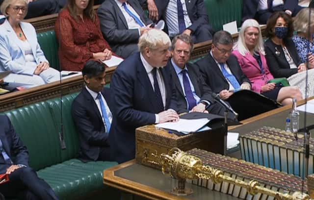 Prime Minister Boris Johnson speaking in the House of Commons, Westminster, where he has announced a 1.25 percent increase in National Insurance. Picture: House of Commons/ PA Wire