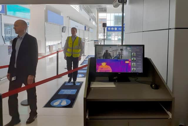 Temperature scanner at Portsmouth International Port.