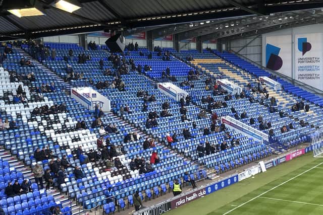 Fans in the Fratton End for the Portsmouth Senior Cup final