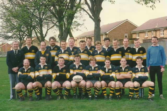 Peter Golding, back row far left, lines up with the Portsmouth RFC squad from the 1989-90 season