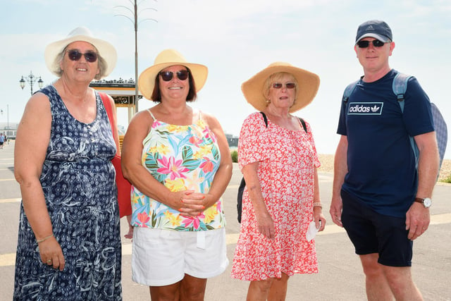 Pictured is: Rosemary, Mandy, Mags and Paul from Portsmouth enjoying a stroll on the promanade.
