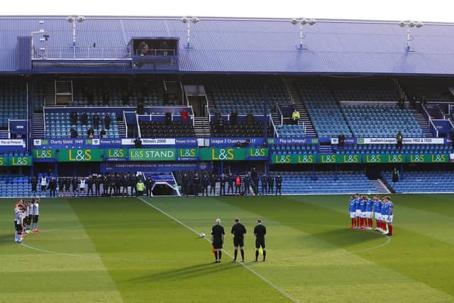 Players and staff pay tribute on Saturday with a minute's silence ahead of Remembrance Sunday. Picture: Joe Pepler