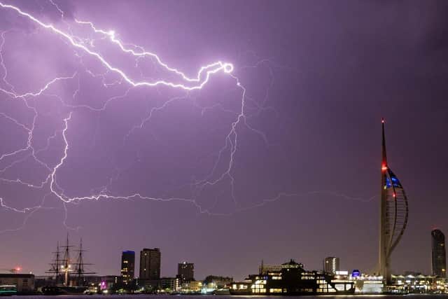 Lightning above Portsmouth last week. Picture: Ian Gray