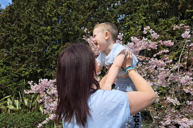 Samantha and Koah Booker.
Samantha is trying to raise enough money so that her son can see a private specialist consultant to help him before he starts mainstream school.