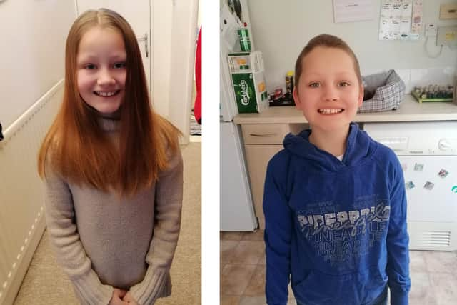 Katelyn Owen from Gosport had her head shaved for the Little Princess Trust. Pictured: Katelyn, 10, before and after her hair cut