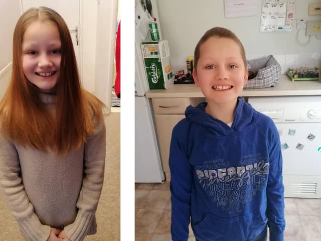 Katelyn Owen from Gosport had her head shaved for the Little Princess Trust. Pictured: Katelyn, 10, before and after her hair cut